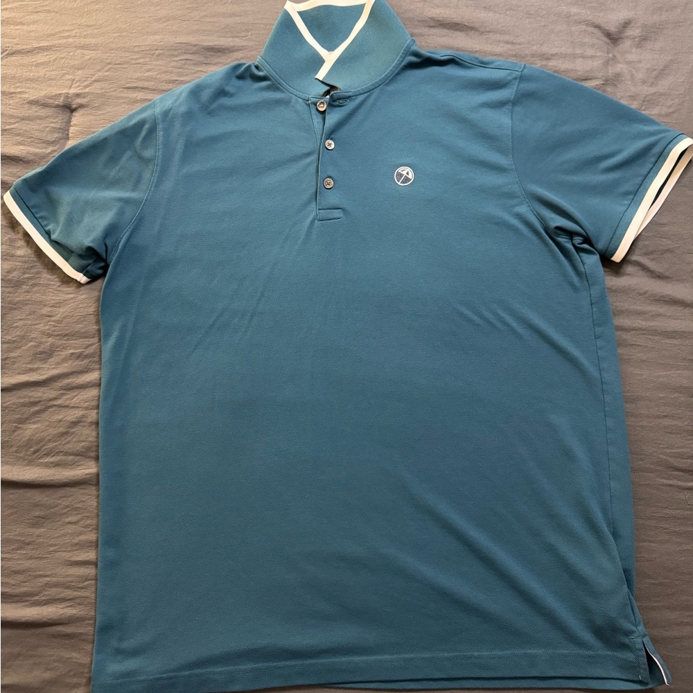 Puma Teal Polo with White Contrast Trim